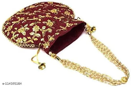 Women' Potli | Indian Handicraft Women Silk Ethnic Rajasthani Potli Bag | Women Embroidered Potli Bag