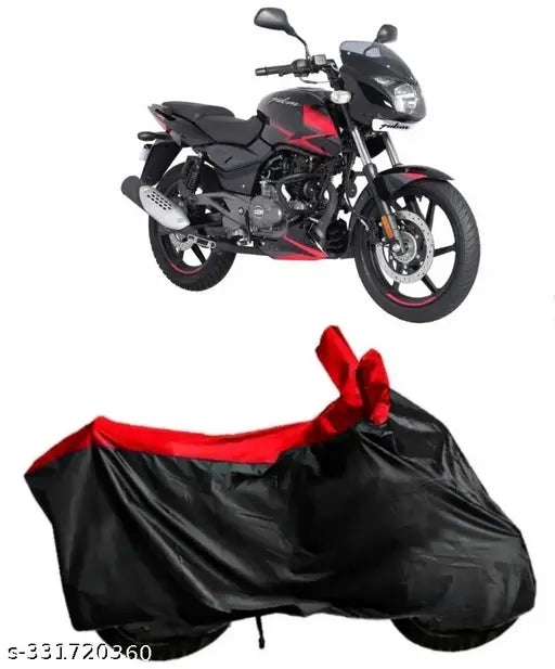 Rakku® Presents 100% Waterproof, Dirt & DustProof Bike/Scooty/Motorcycle Cover For Bajaj Pulsar 125 Neon/150/180/200 NS with Premium Polyester Fabric (Black/Red) also Suitable for all Indian Bikes & Scooty