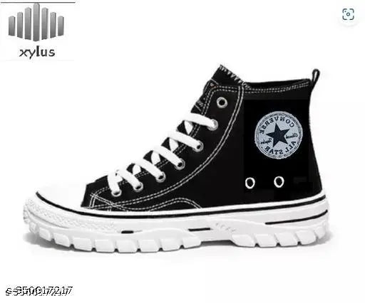 Xylus Black Fancy Casual Shoes for Man | Gym Shoes | Walking Shoes | |Casual Shoes | Cycling Shoes| Canvas Casual Black Shoes| Black Canvas Boot|