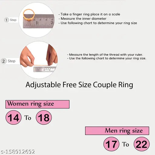 Silverplated Elegant LOVE Solitaire His and Her Adjustable proposal Diamond Couple Ring For Men And Women Jewellery