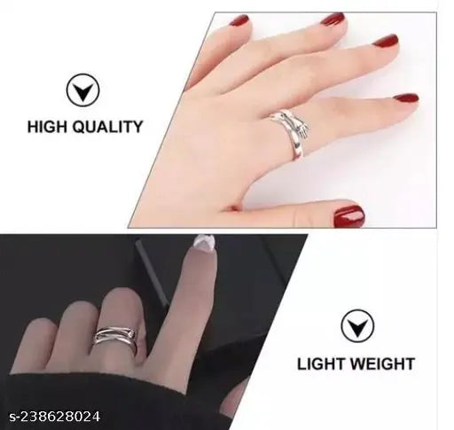 Fsf Valentine’s Exclusive Sterling Silver Stylish Fashionable Adjustable HUG Ring “Give me a HUG Theme” Love & Promise Ring for Husband & Wife / Men & Women / Boys & Girls / Boyfriend & Girlfriend & for Gift.