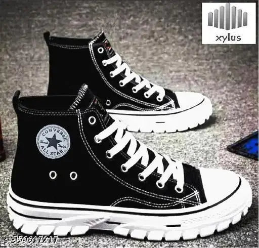 Xylus Black Fancy Casual Shoes for Man | Gym Shoes | Walking Shoes | |Casual Shoes | Cycling Shoes| Canvas Casual Black Shoes| Black Canvas Boot|