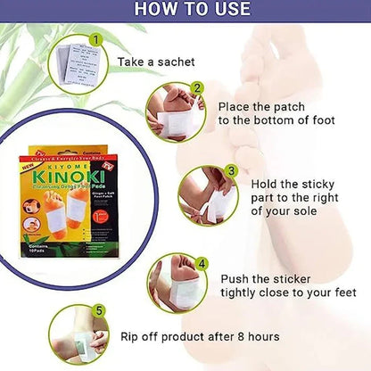 Kinoki Detox Foot Pads – Natural Foot Pain Relief Patches (10 Pack)