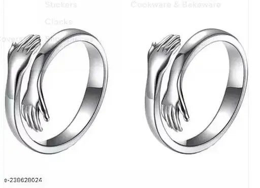 Fsf Valentine’s Exclusive Sterling Silver Stylish Fashionable Adjustable HUG Ring “Give me a HUG Theme” Love & Promise Ring for Husband & Wife / Men & Women / Boys & Girls / Boyfriend & Girlfriend & for Gift.